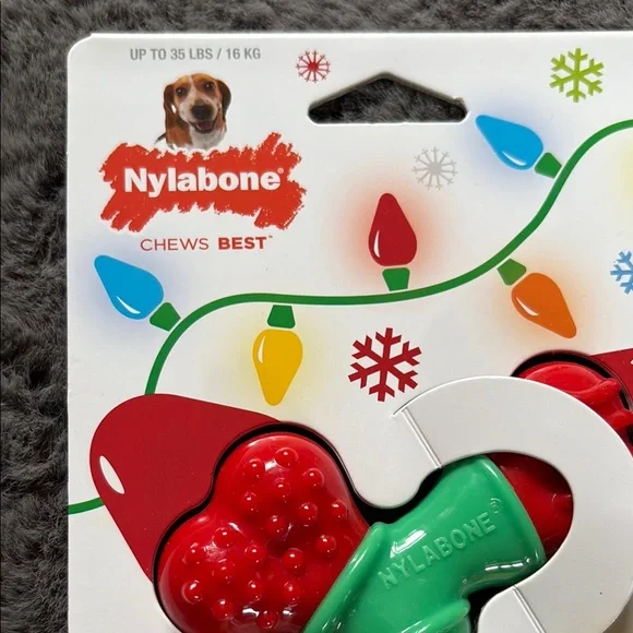 KONG Festive Hedgehog Plush Toy & Nylabone snowflake & light - Picture 2 of 4